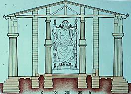 Rekonstruktion der Zeusstatue des Pheidias im Zeustempel von Olympia