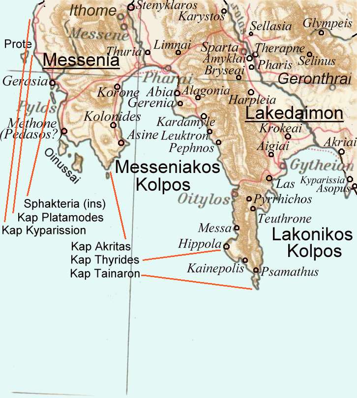 Peloponnes, Messenien, Pylos, Lakonien, Sparta, Eurotas, Tainaron