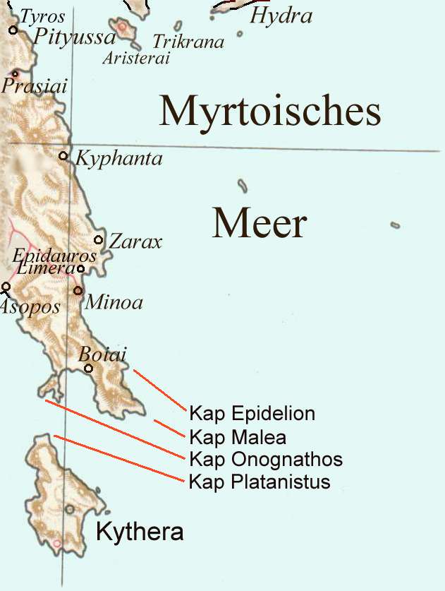 Südöstliche Peloponnes, Kap Malea, Kythera