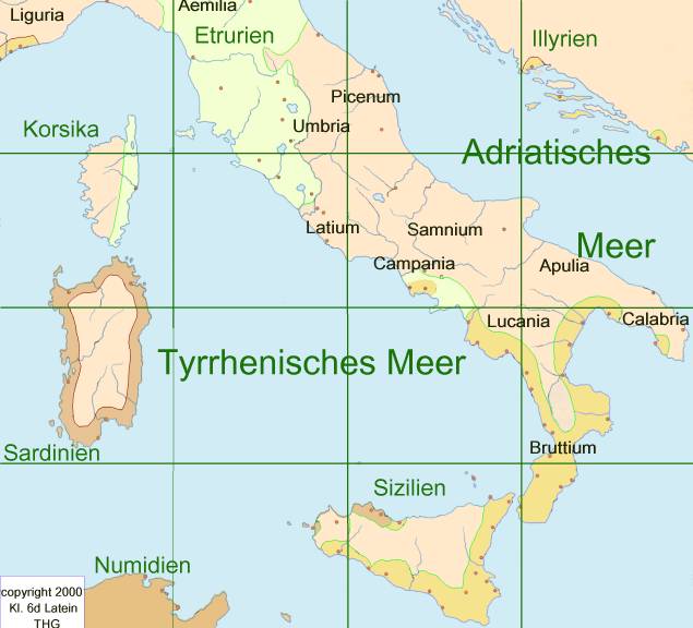 Landkarte zu Italien, Sizilien und Umgebung